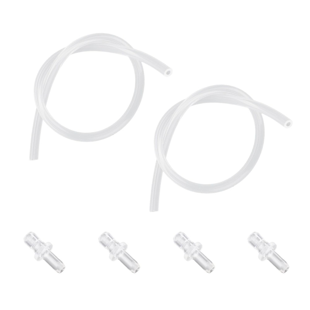2 Pcs Milk Tubes Hoses with 4 Connectors, 14.96in Silicone M, Transparent