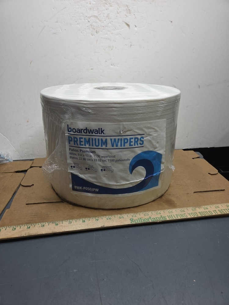 One Roll Boardwalk P050JPW 9 in. x 13 in. Hydrospun Wipers – White (1100 Roll)