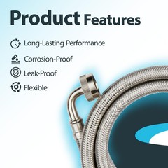(2 Pack) Seelink 6FT Washing Machine Hose, Stainless Steel Washer Hose for Ho…