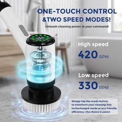 Electric Spin Scrubber for Cleaning-2 Adjustable Speeds,8 White&black