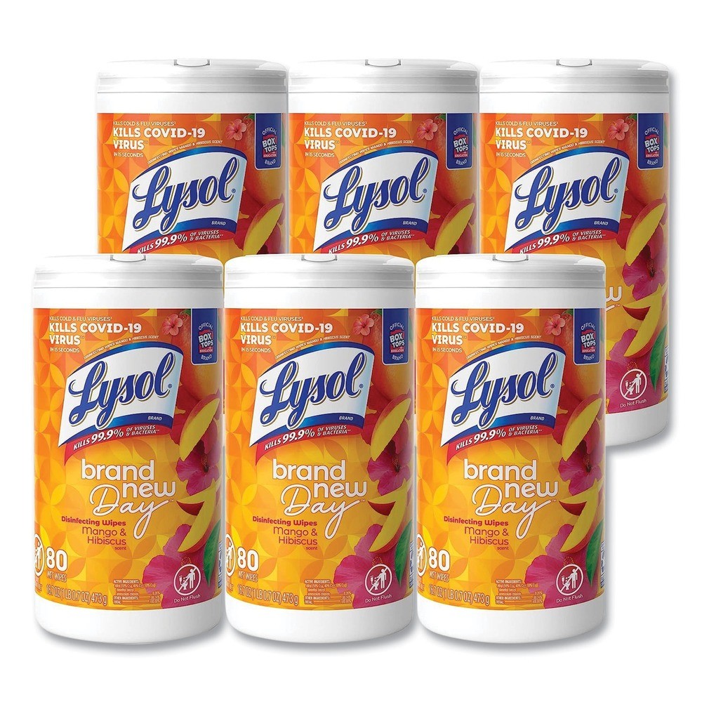 LYSOL Brand 19200-97181 Disinfecting Wipes – Mango and Hibiscus/White (6/CT) New