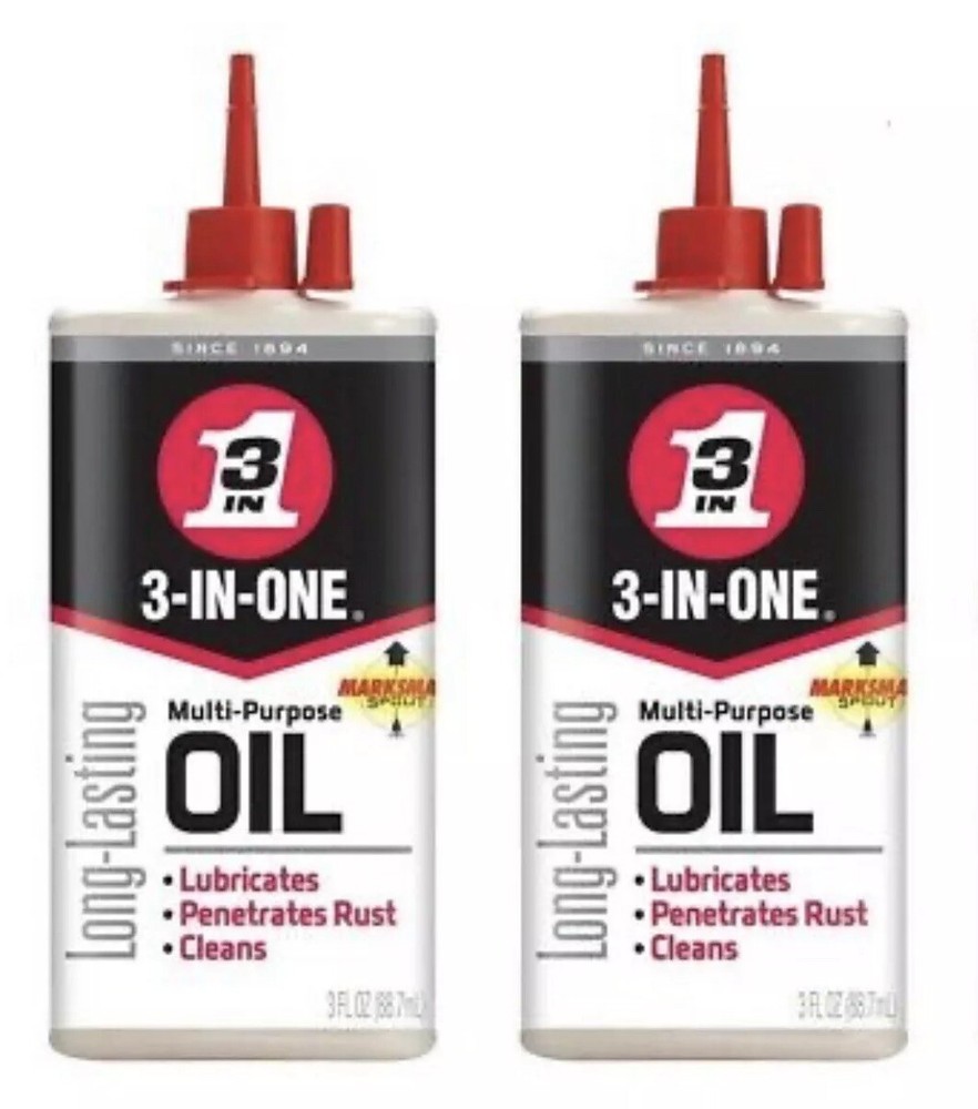 2 Bottle 3 IN ONE Multi purpose Oil Long Lasting Lubricant Precision Drip 3oz
