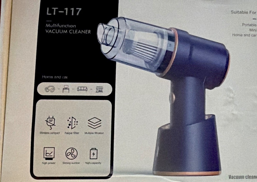 LT-117 Cordless Handheld Vacuum, Bagless HEPA, High-Capacity, Crevice Tool