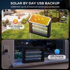 Jinyeda Solar Bug Zapper Outdoor 4500V Waterproof Mosquito Zapper 10W Solar