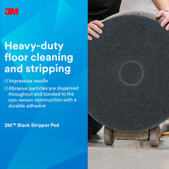 3M Black Stripper Pad 7200, 17 In, 5/Case