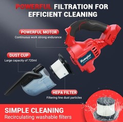 Rueqior Cordless Vacuum Compatible Milwaukee 18V Battery 5 In 1 Handheld