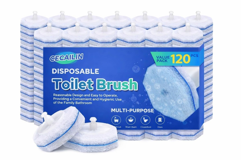 120pcs Disposable Toilet Brush Refills, Bulk 120 Count, Toilet Cleaning