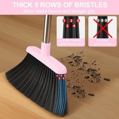 Broom and Dustpan Set, with Combo Set for Home 54-in Long Pink
