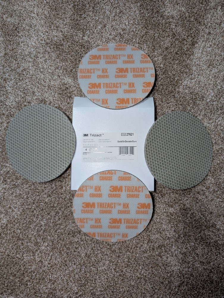 (Box of 4) 3M 27621 Trizact 5″ Diamond HX Discs • Gold • Coarse Floor Polishing