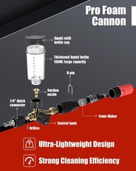 DANCINGBOAR Foam Cannon for Pressure Washer with 1/4” 67.2 cubic inches, Red