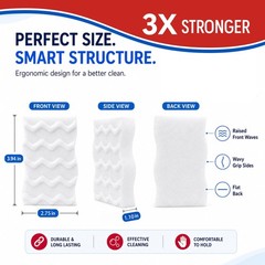 3X Density Magic Sponge Eraser, 20 Pack Melamine 20 PCS, Ivory