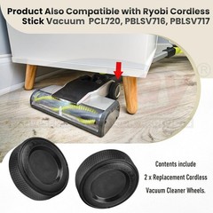 2 Pack Upgraded Replacement Wheel for Ryobi Cordless Stick Vacuum 18v BLACK