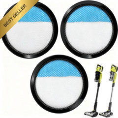 3 Pack Washable Filter for Ryobi 18V Cordless Stick Vacuum PCL720 PBLSV716 717