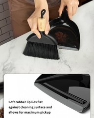MR.SIGA Mini Dustpan and Brush Set, Portable Cleaning 7.1*6.2*1.7 in, Black