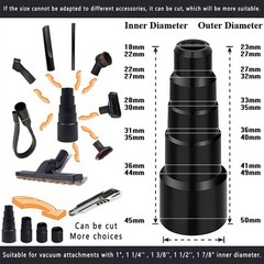13Pcs Universal Vacuum Attachment Kit 1-1/4″ Hose 17.7 inches, 13PCS