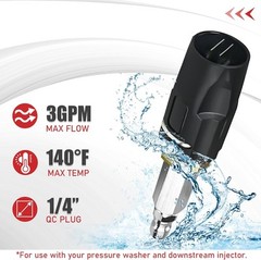 2-3 GPM High Pressure Twist Nozzle, Adjustable Downstream Soft Wash Black