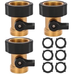 3 Pack 3/4″ Brass Garden Hose Shut Off 3 Pack, & Rubber Grip