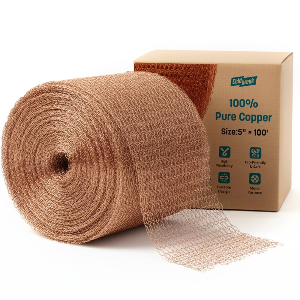 Coldbreak Copper Mesh Rodent Control – 5″ x 100′ Rustproof 100′,