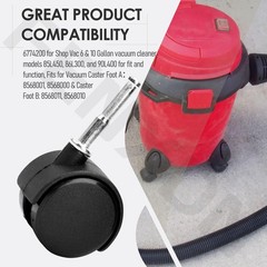 FENXDN 4 Pack 6774200 4201796 Caster Wheels for Shop Vac Vacuum Cleaner Black