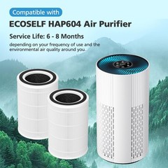 2 Pack HAP604 HEPA Air Filter Compatible with ECOSELF HAP604 Air Purifiers fo…