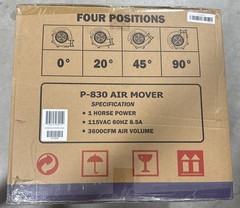XPOWER P-830, 1 HP, 3600 CFM Air Mover Commercial Carpet Dryer Floor Fan Blower