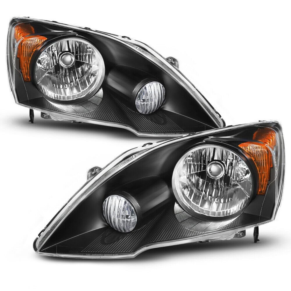 Headlight Left Right Clear Lens Black Housing for Honda CR-V 2007-2011 2pcs