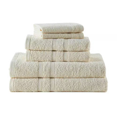 Bleach Friendly 100% Cotton Quick Dry 2-Bath, 2-Hand, 2-Washcloth 6-Piece Towel