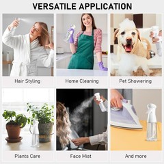 Bealee Spray Bottle For Hair, Continuous Mister Empty Black & White, 2 Pack