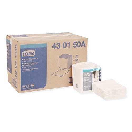 Tork Paper Wiper Plus, 12.5 x 13, White, 1/4 Fold, 90/Pack, 12 Packs/Carton