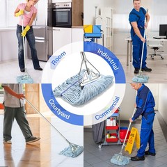 String Mop for Floor Cleaning – Industrial With Replacement Head, Blue-1