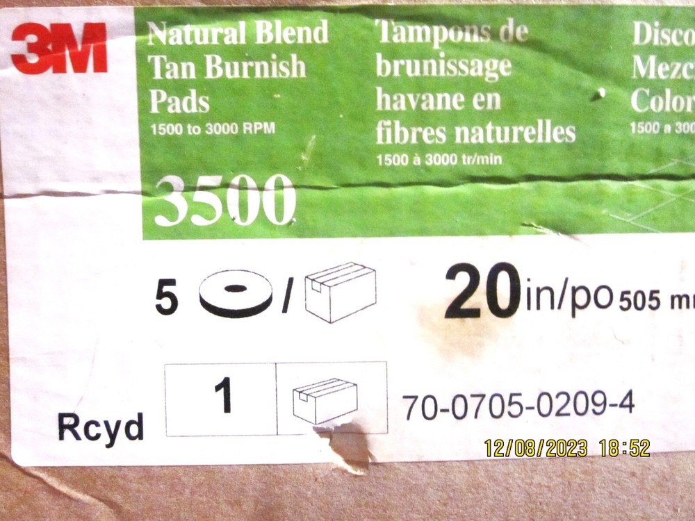 3M 5300 Natural Blend Tan Burnishing pads – 20″ – 5 pads