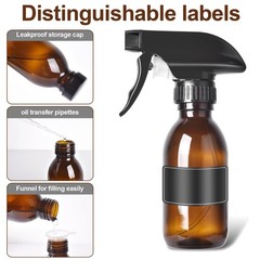 4 oz Amber Glass Spray Bottles – 2 Pack Empty 4 Ounces, tinted