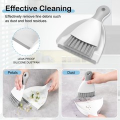 NACENA Mini Dustpan and Brush Set 2 Pack, Small Broom 2 packs, White Grey