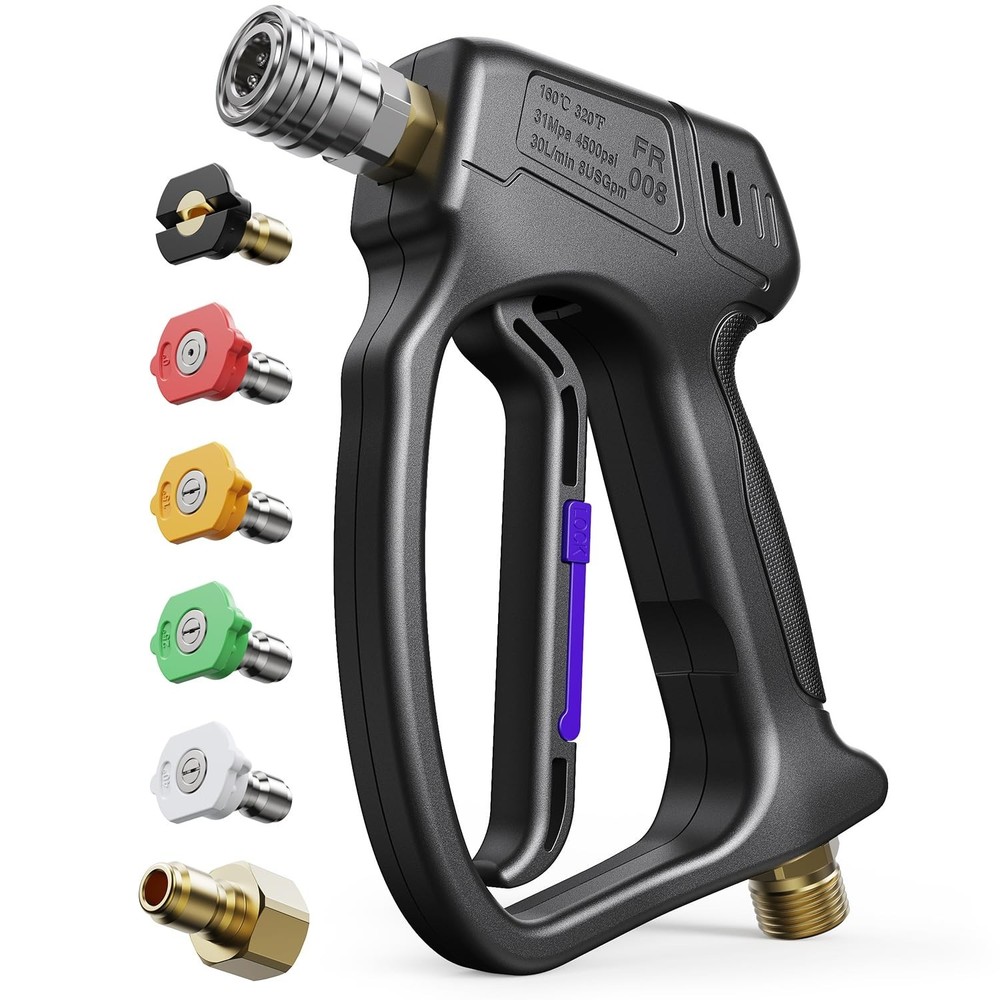 Short Pressure Washer Gun, High Pressure Washer Gun 4500 PSI M22-14mm & 3/8″ …