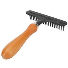 Premium Wooden Handle Pet Grooming Rake For Cats And Dogs Premium