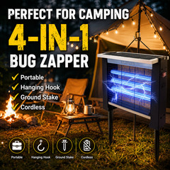 Camping Bug Zapper Solar Powered Outdoor Mosquito Killer Portable Hanging Lamp