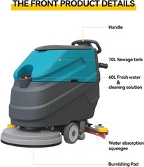 22″ Walk-behind Floor Scrubber Dryer Machine 32000 Sqft/h 18.5-gal 31.5″ Suction