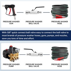 GALELEOPARD Ball Valve Pressure Washer, 3/8 Inch Quick Connect Black