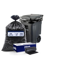Plasticplace 64-65 Gallon Trash Can Liners For 1.2 Mil Heavy Duty Garbage 50 X