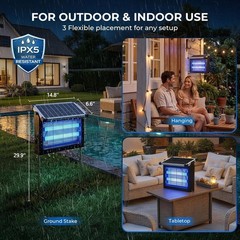Jinyeda Solar Bug Zapper Outdoor 4500V Waterproof Mosquito Zapper 10W Solar
