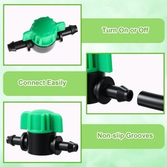 Innconee 50 Pcs 1/4 Inch Barbed Shut off Valve Drip Irrigation Tubing Green