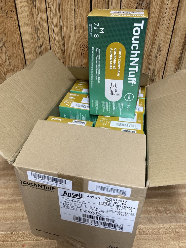 Box Of 1000 Ansell 69-318 Disposable Gloves, Size Medium, 5 mil, New