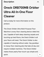 Oreck ORB700MB Orbiter Ultra All-In-One Floor Machine