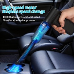 Electric Air Duster & Vacuum Cleaner, 130000 High-RPM Brushless Motor, Black