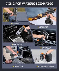 EWEMAX Car Vacuum Portable Cordless, High Power Suction & Blower, Fog Black