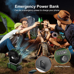 40000Mah Camping Fan with LED Light, Battery Operated Oscillating Desk Fan with