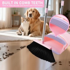 Bsklin Broom And Dustpan Set 52 Long Adjustable Handle Broom Dustpan Combo Set