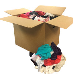 PALLET OF COLORED TSHIRT KNIT RAGS – 50 LBs – 16 BOXES – 800 LB – FREE SHIPPING!