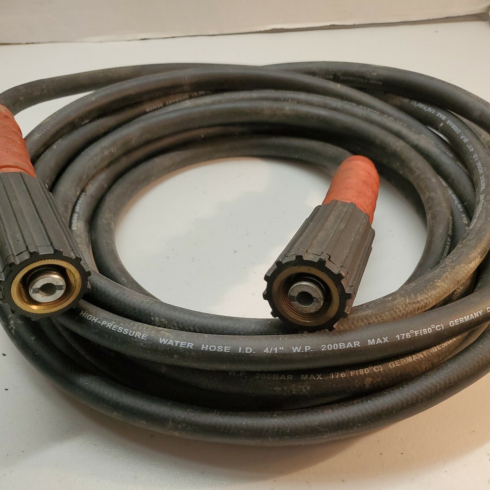 High-Pressure Water Hose 25′ ID 4/1″ WP 200bar Max 176 deg F Germany