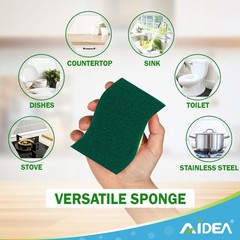 AIDEA Sponges Kitchen, 9Count, Dish Sponges, Heavy-Duty Sponge 9 Count, Green
